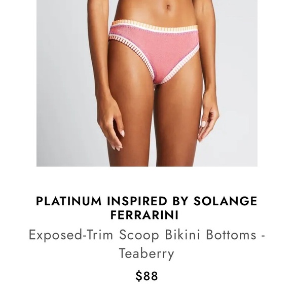 Platinum inspire Solange Ferrarini Teaberry Crochet Trim Swim Bottom Size Large - Picture 4 of 14